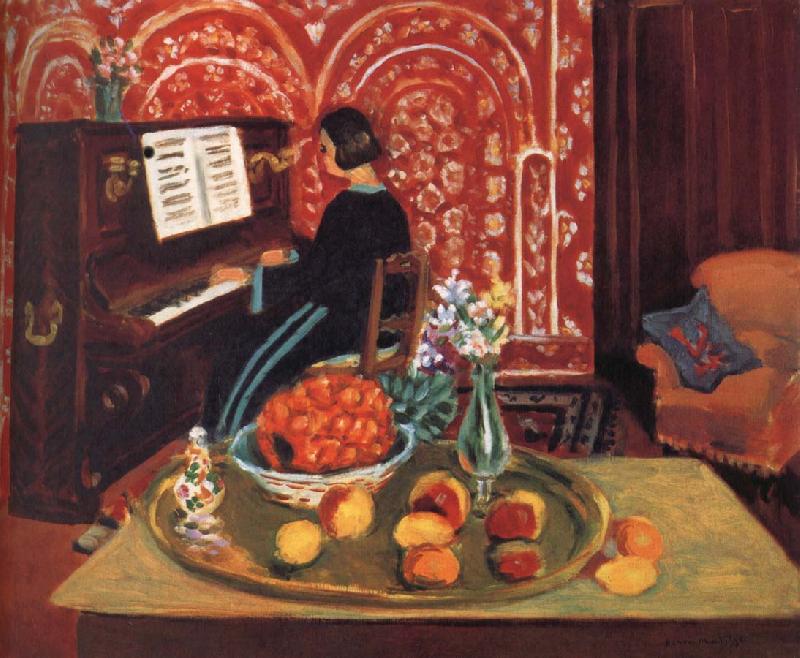 Henri Matisse Woman playing the piano and still life oil painting image